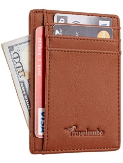 Front Pocket Minimalist Leather Slim Wallet RFID Blocking Medium Size