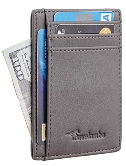 Front Pocket Minimalist Leather Slim Wallet RFID Blocking Medium Size