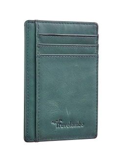 Front Pocket Minimalist Leather Slim Wallet RFID Blocking Medium Size