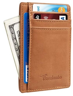 Front Pocket Minimalist Leather Slim Wallet RFID Blocking Medium Size