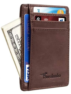 Front Pocket Minimalist Leather Slim Wallet RFID Blocking Medium Size