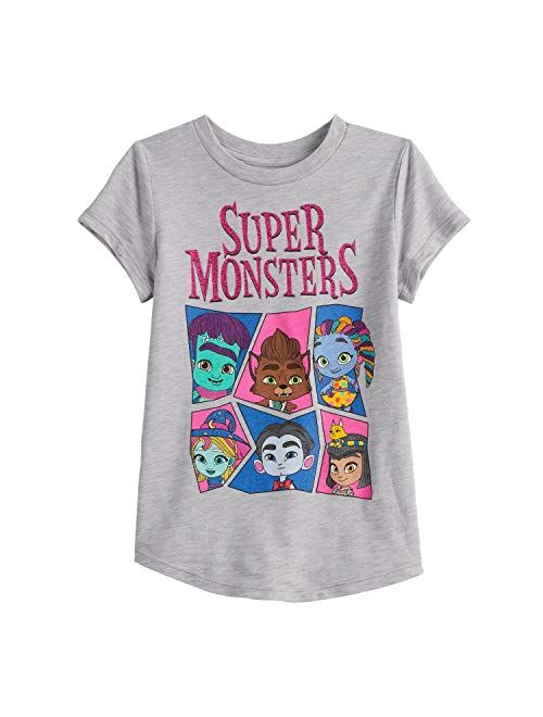 Jumping Beans Girls 4-12 Super Monsters Crew Graphic Tee