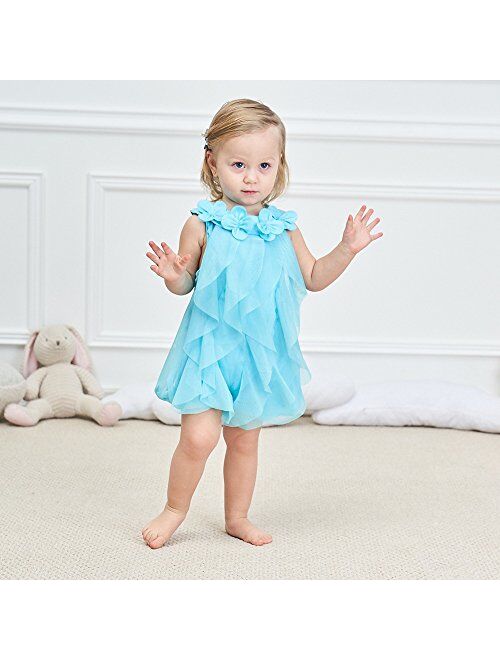 WZSYGDTC 0-24 Months Baby Flower Girl Dress One-Piece Romper Jumpsuit Dresses