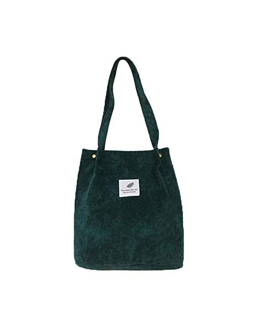 Corduroy Totes Bag - WantGor Women's Shoulder Handbags Big Capacity Shopping Bag