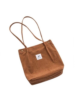 Belsmi Womens Corduroy Shoulder Tote Bag