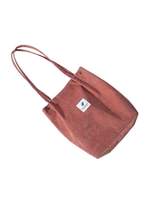 Belsmi Womens Corduroy Shoulder Tote Bag