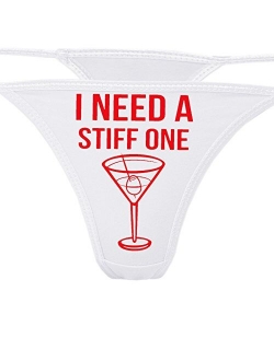 Knaughty Knickers - I Need A Stiff One White Thong - Fun Flirty Underwear - Panty Game Bachelorette Bridal Lingerie Shower