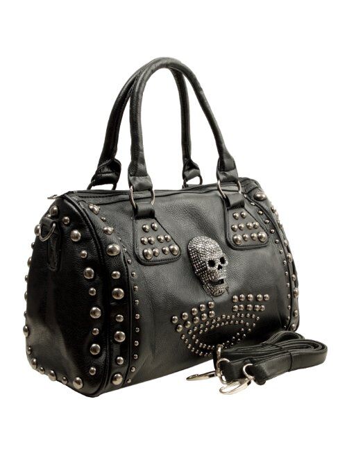 MG Collection Howea Gothic Studded Doctor Shoulder Bag