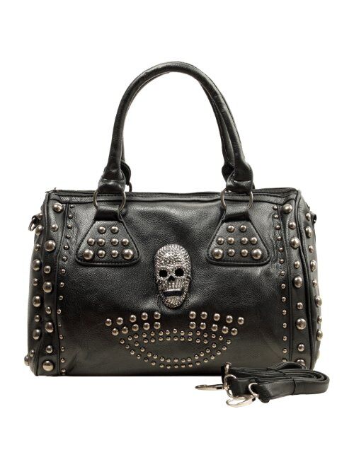 MG Collection Howea Gothic Studded Doctor Shoulder Bag