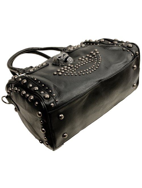 MG Collection Howea Gothic Studded Doctor Shoulder Bag