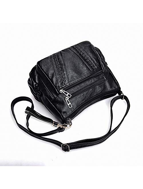 ELDA Crossbody Bags For Women Pocketbooks Soft PU Leather Purses and Handbags Multi Pocket Shoulder Bag