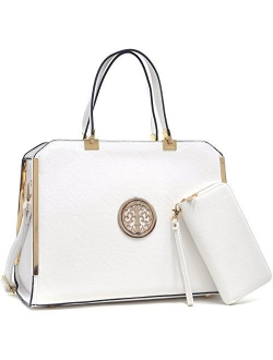 Women Large Satchel Handbag Shoulder Purse Top handle Work Bag Tote With Matching Wallet