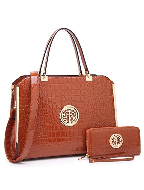 DASEIN Women Large Satchel Handbag Shoulder Purse Top handle Work Bag Tote With Matching Wallet