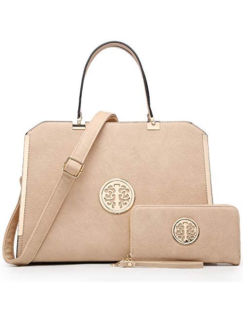 DASEIN Women Large Satchel Handbag Shoulder Purse Top handle Work Bag Tote With Matching Wallet