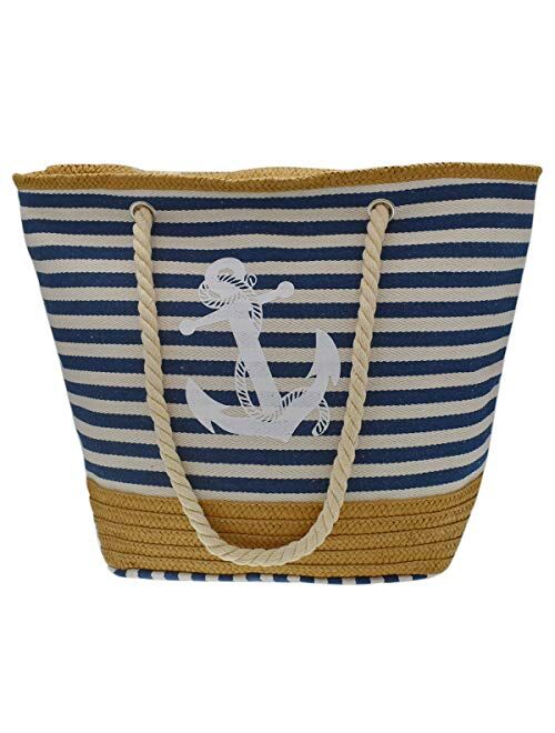 We We Large Straw Beach Bag Duffel Bags Waterproof Canvas Tote Hand Bag for Women Girls