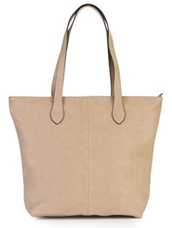 Mabel Womens Lightweight Plain Handbag - Soft 100% Vegan PU Leather Tote Shoulder Bag - FRANCESCA