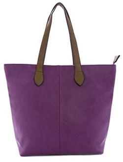 Mabel Womens Lightweight Plain Handbag - Soft 100% Vegan PU Leather Tote Shoulder Bag - FRANCESCA
