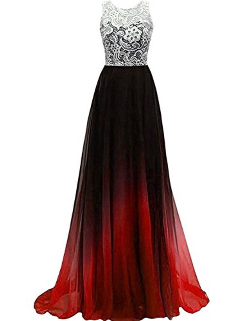 SUNVARY Laceshe Women's Colorful Gradient Prom Gown Long Sleeveless Chiffon Bridesmaid Formal Dresses