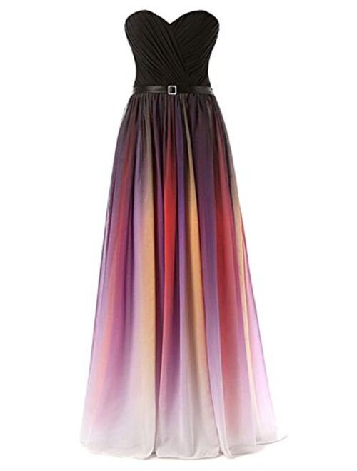 SUNVARY Laceshe Women's Colorful Gradient Prom Gown Long Sleeveless Chiffon Bridesmaid Formal Dresses