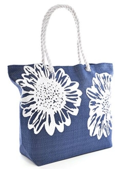 Beach Bag Tote Bags for Women Ladies Large Summer Shoulder Bag With Pocket Carrier Bag Flower