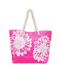 Beach Bag Tote Bags for Women Ladies Large Summer Shoulder Bag With Pocket Carrier Bag Flower