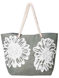 Beach Bag Tote Bags for Women Ladies Large Summer Shoulder Bag With Pocket Carrier Bag Flower