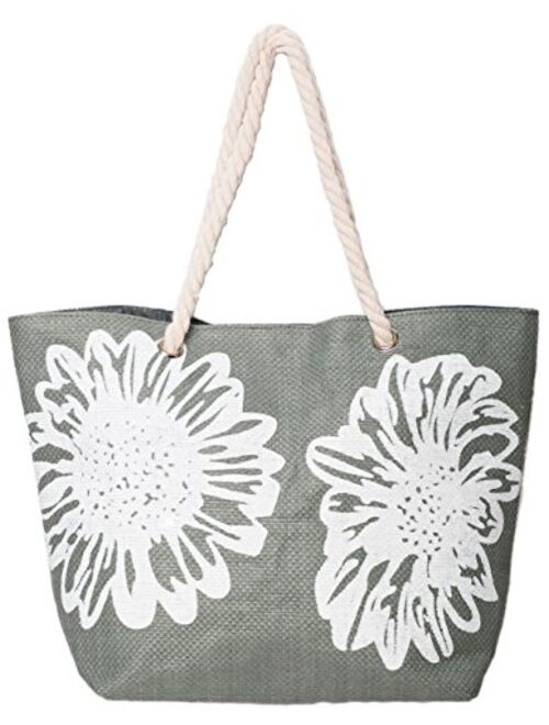 Beach Bag Tote Bags for Women Ladies Large Summer Shoulder Bag With Pocket Carrier Bag Flower