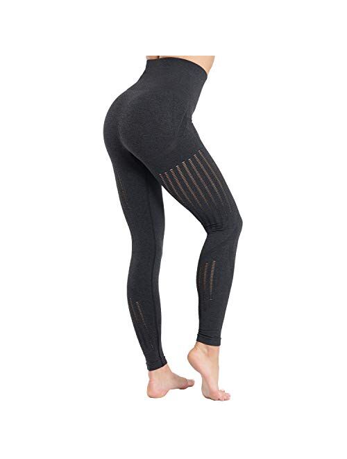 High Waisted Seamless Leggings Tummy Control Workout Gym Butt Lifting Leggings Mesh Yoga Pants