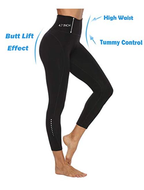 JOYSPELS High Waist Yoga Pants with 2 Pockets - Fashion Safety Night Reflector Workout Butt Lifiting Leggings 