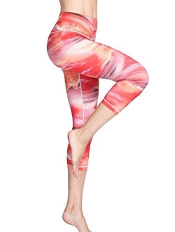 FLYILY High Waist Printed Yoga Pants Stretchy Fitness Workout Sports Butt Lifting Leggings