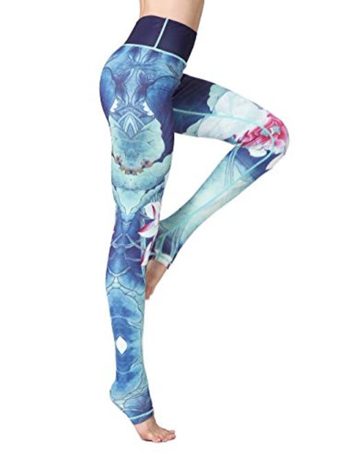 FLYILY High Waist Printed Yoga Pants Stretchy Fitness Workout Sports Butt Lifting Leggings