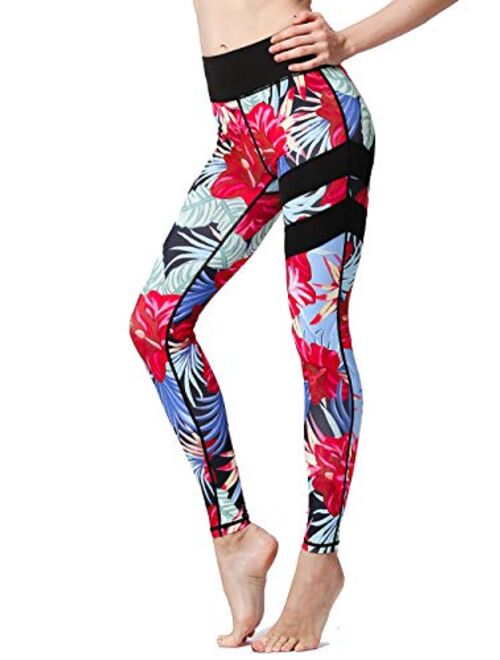 FLYILY High Waist Printed Yoga Pants Stretchy Fitness Workout Sports Butt Lifting Leggings