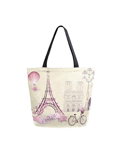 Naanle Unicorn Canvas Tote Bag Large Shoulder Bag Handbag Shopping Grocery Bag