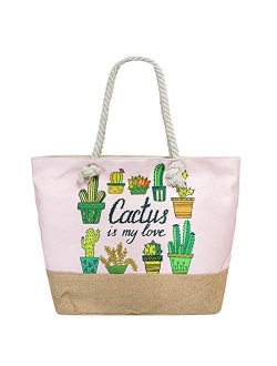 Large Beach Travel Canvas Tote Cute Shoulder Shopping Bag