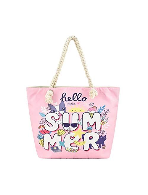 Large Beach Travel Canvas Tote Cute Shoulder Shopping Bag