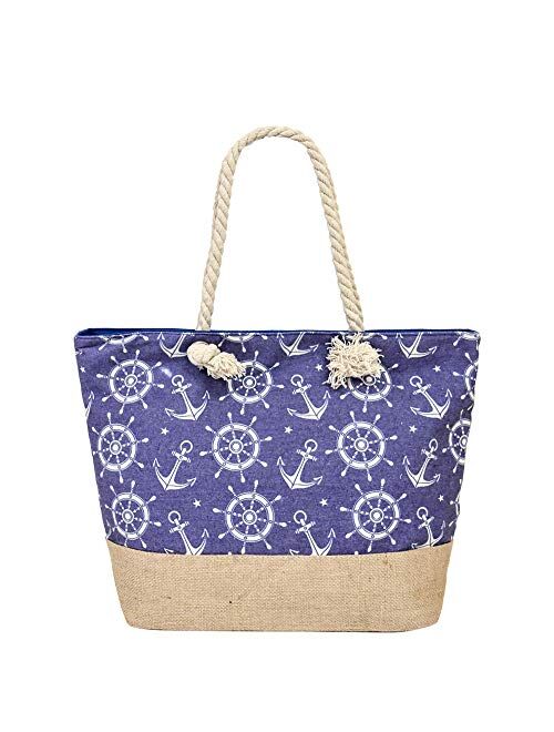 Large Beach Travel Canvas Tote Cute Shoulder Shopping Bag