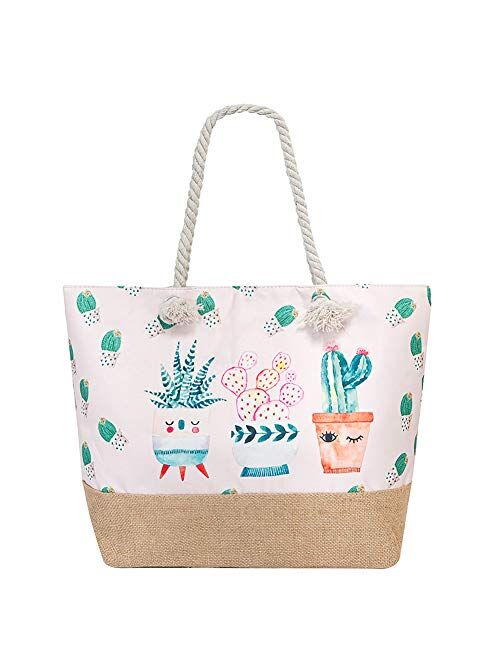 Large Beach Travel Canvas Tote Cute Shoulder Shopping Bag