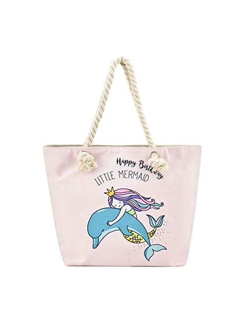 Large Beach Travel Canvas Tote Cute Shoulder Shopping Bag