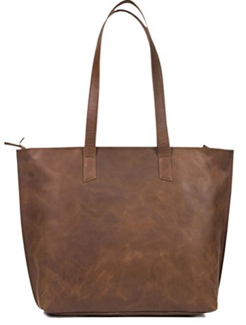 The Aartisan Women Genuine Full Grain Buffalo Vintage Leather Tote Bag, 17 Inch