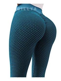 Ruched Butt Lifting High Waist Textured Yoga Pants Tummy Control Workout Leggings