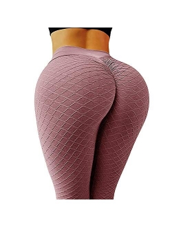 Ruched Butt Lifting High Waist Textured Yoga Pants Tummy Control Workout Leggings