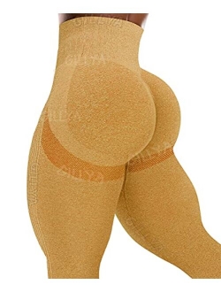 Ruched Butt Lifting High Waist Textured Yoga Pants Tummy Control Workout Leggings