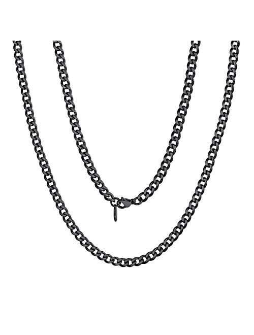 ChainsPro Men Chunky Miami Cuban Chain Necklace, Custom Available, 6/9/14mm Width, 18/20/22/24/26/28/30inch Length, Gold Plated/Stainless Steel/Black-with Gift Box