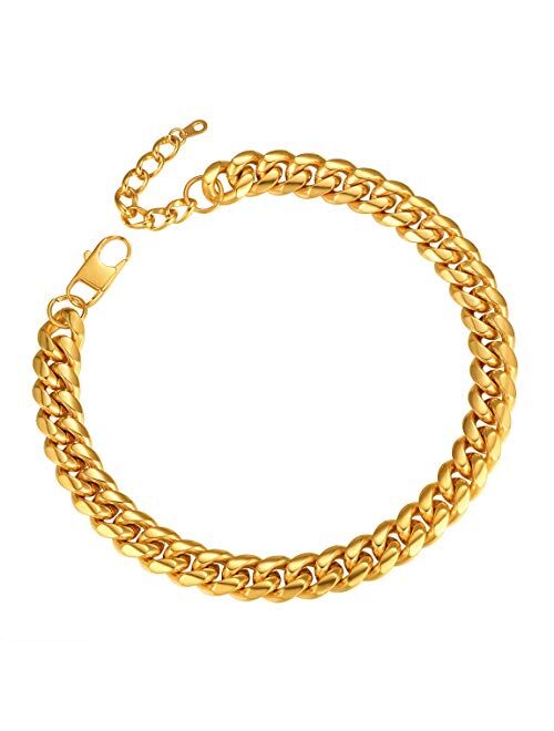 ChainsPro Men Chunky Miami Cuban Chain Necklace, Custom Available, 6/9/14mm Width, 18/20/22/24/26/28/30inch Length, Gold Plated/Stainless Steel/Black-with Gift Box