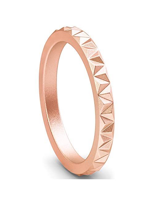 ThunderFit Womens Triangle Diamond Stackable Rings - 16 Rings / 12 Rings / 8 Rings / 4 Rings / 1 Ring - Thin Silicone Wedding Rings - 2.5mm wide - 2mm Thick