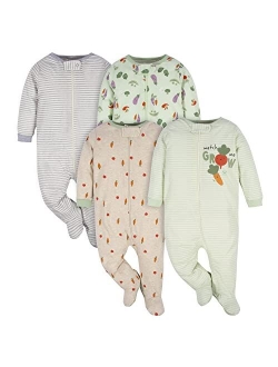 Gerber unisex-baby 4 Pack Sleep 'N Play Footie