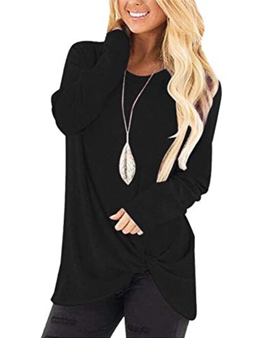 Yidarton Women's Comfy Casual Twist Knot Tunics Tops Blouses Tshirts