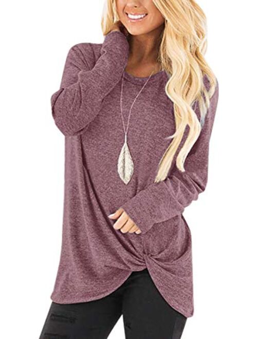 Yidarton Women's Comfy Casual Twist Knot Tunics Tops Blouses Tshirts