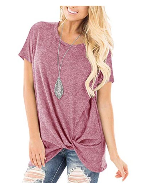 Yidarton Women's Comfy Casual Twist Knot Tunics Tops Blouses Tshirts