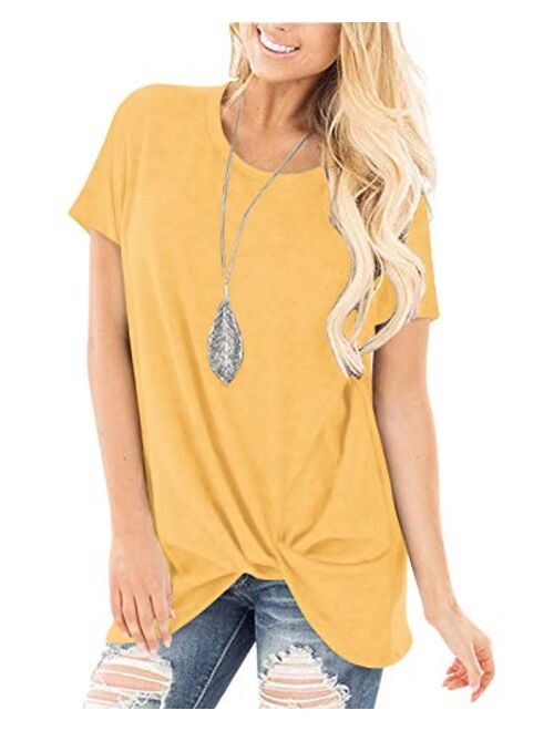 Yidarton Women's Comfy Casual Twist Knot Tunics Tops Blouses Tshirts